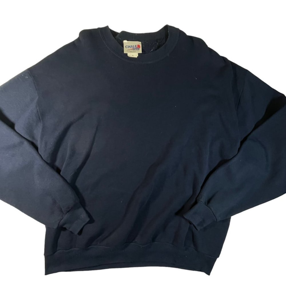 Vintage Chalk Line blank crewneck sweatshirt navy blue men's XL